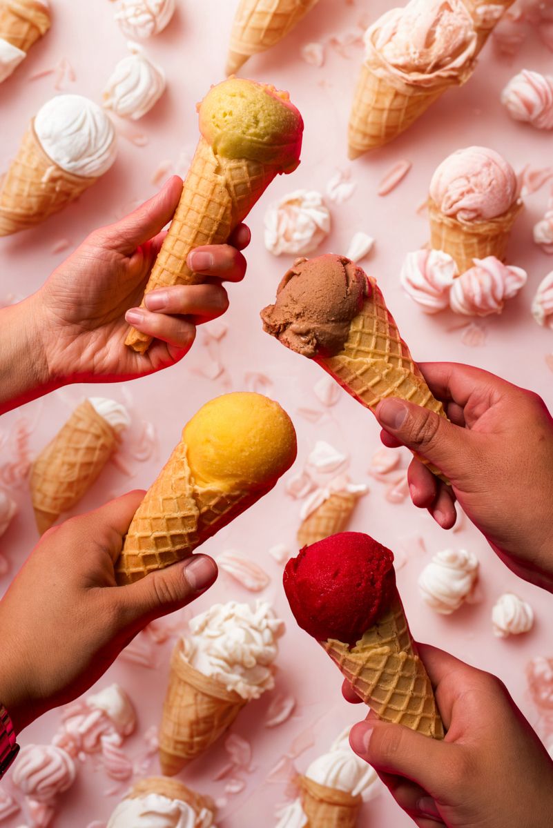 Paletas sobre fondo rosa con merengues